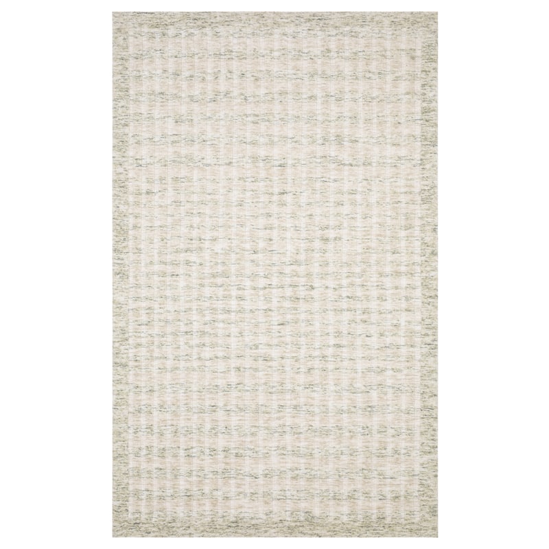 Thalia Scandinavian Textured Stripes Beige/ Sage PET Yarn Area Rug