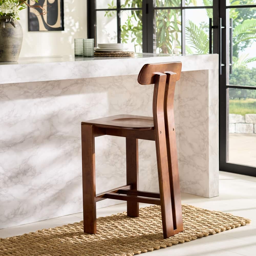 SAFAVIEH Cayde Modern 27-inch Solid Wood Counter Stool - 19"W x 19"D x 40"H