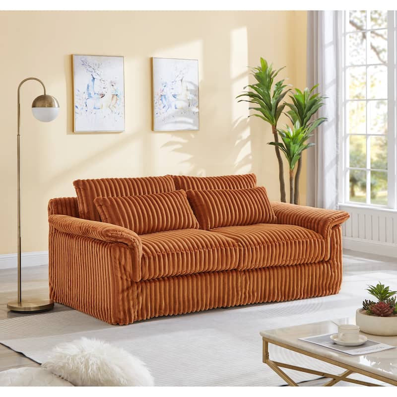 Modern Corduroy Loveseat Sofa Deep Seat Cloud Couches with Pillow Top Arms, Removable and Washable Cushion Covers