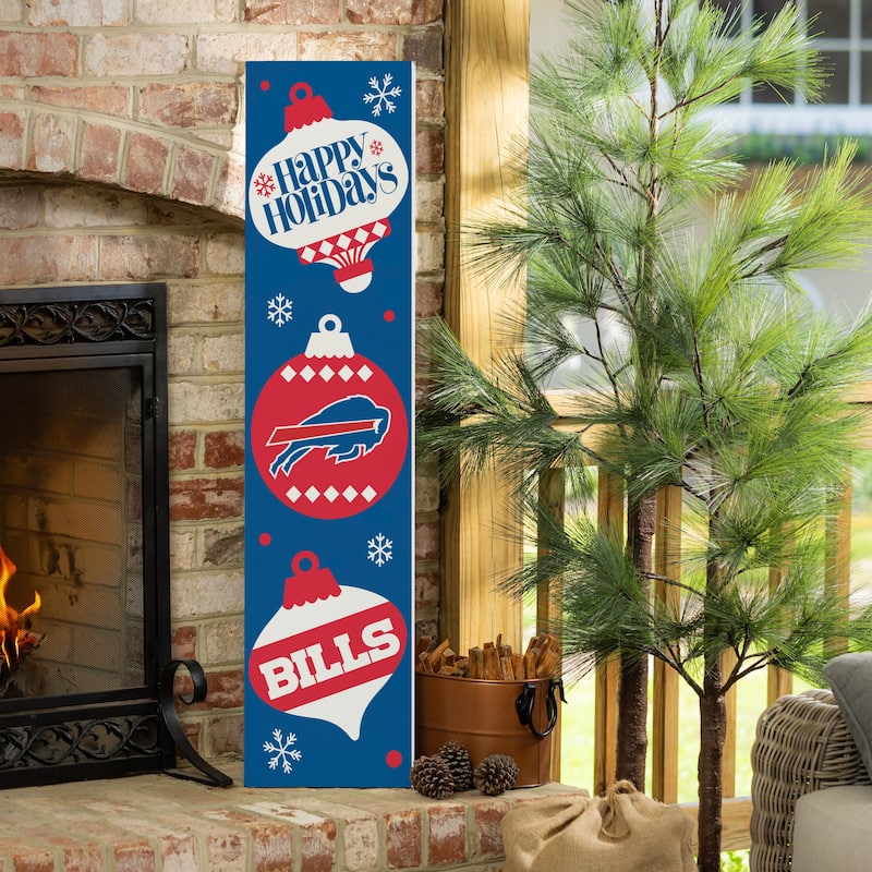 47" Double Sided Seasonal Porch Leaner, Buffalo Bills - 47" x 11.25" - Christmas