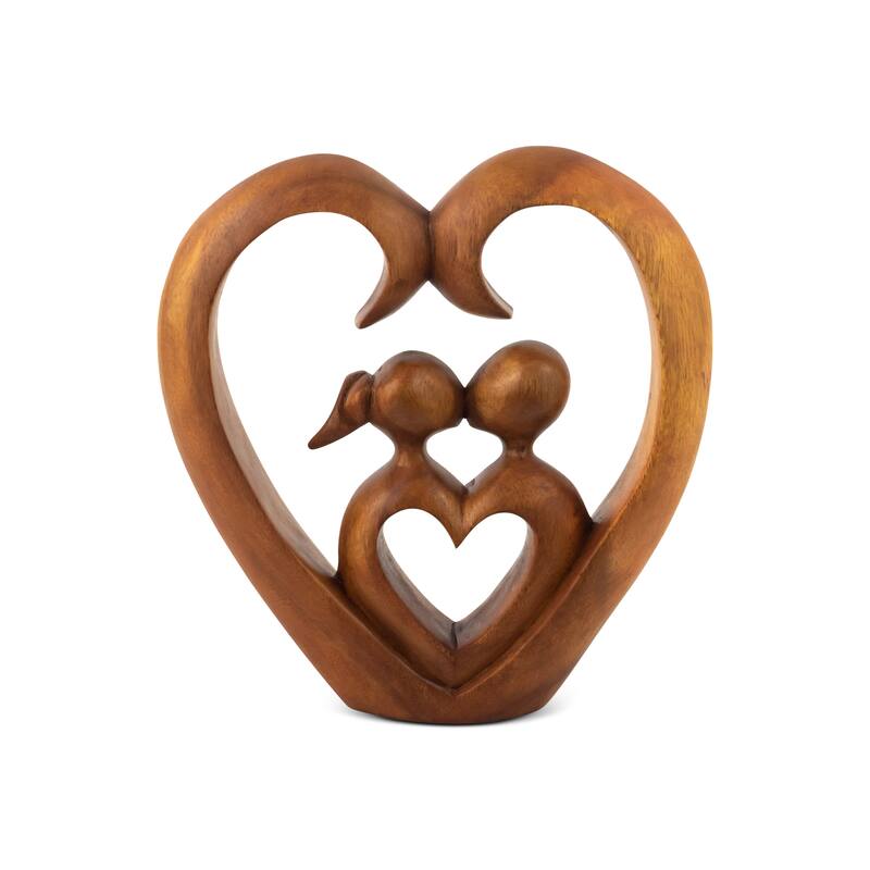 8" Wooden Hand Carved Abstract Contemporary Statue "Heart and Soul" Figurine Gift Home Decor Sculpture Handmade Art Decoration