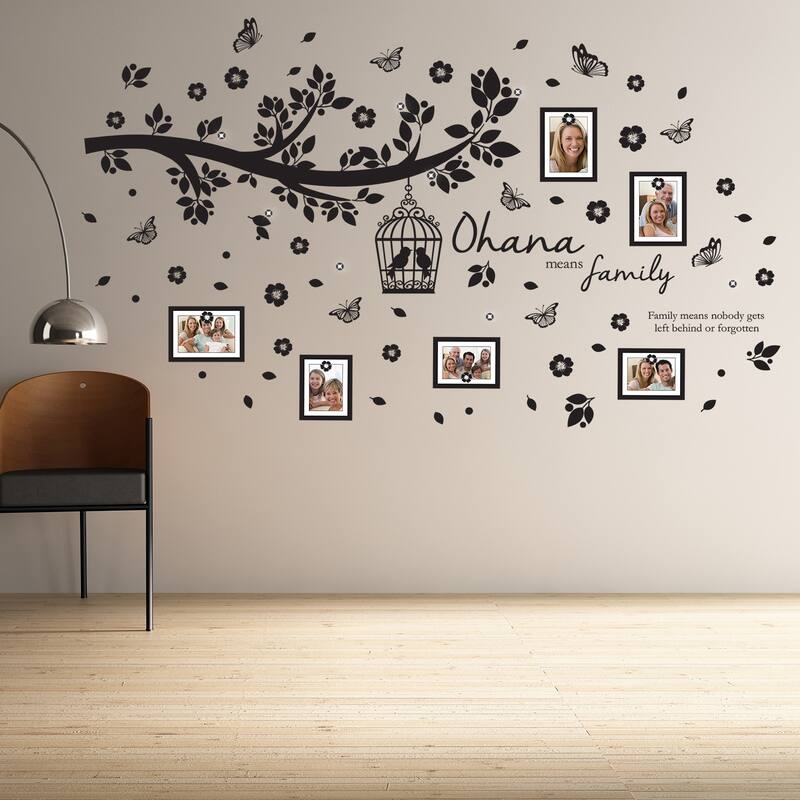 Walplus Family Tree Photo Frame Birdcage Butterfly Wall Stickers Decor