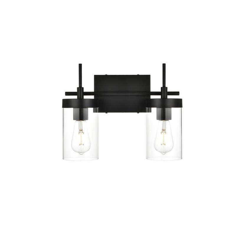 Bento 1 Light Black and Clear Bath Sconce