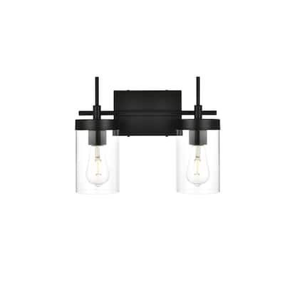 Bento 1 Light Black and Clear Bath Sconce