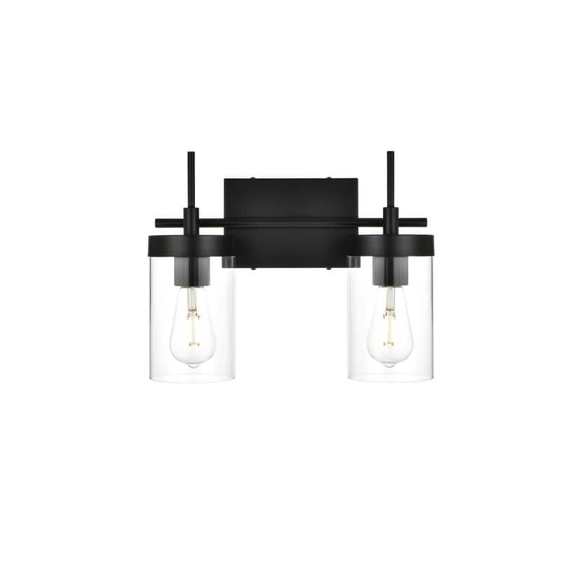 Bento 1 Light Black and Clear Bath Sconce