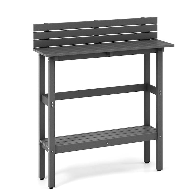 Costway 48" Outdoor Bar Table with Storage Shelf & Adjustable Foot - See Details