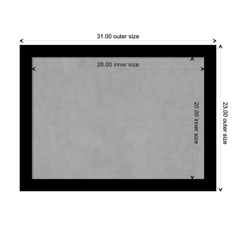 Amanti Art Basic Black Narrow Framed Magnetic Board - Board Size 28x20
