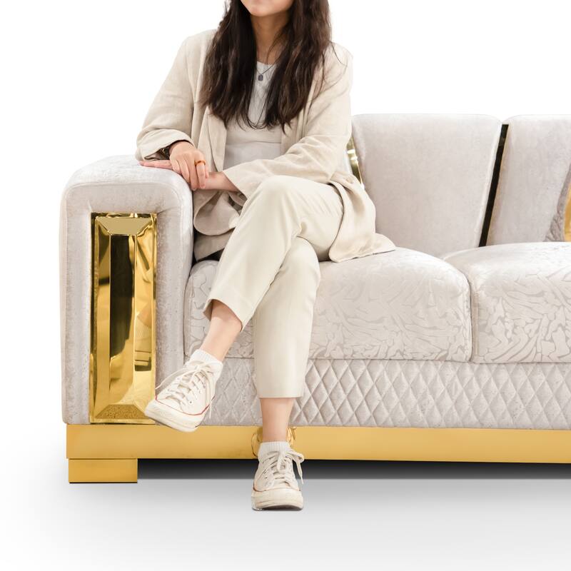 Furniture of America Maxine Glam Solid Wood Loveseat with Accent Pillows