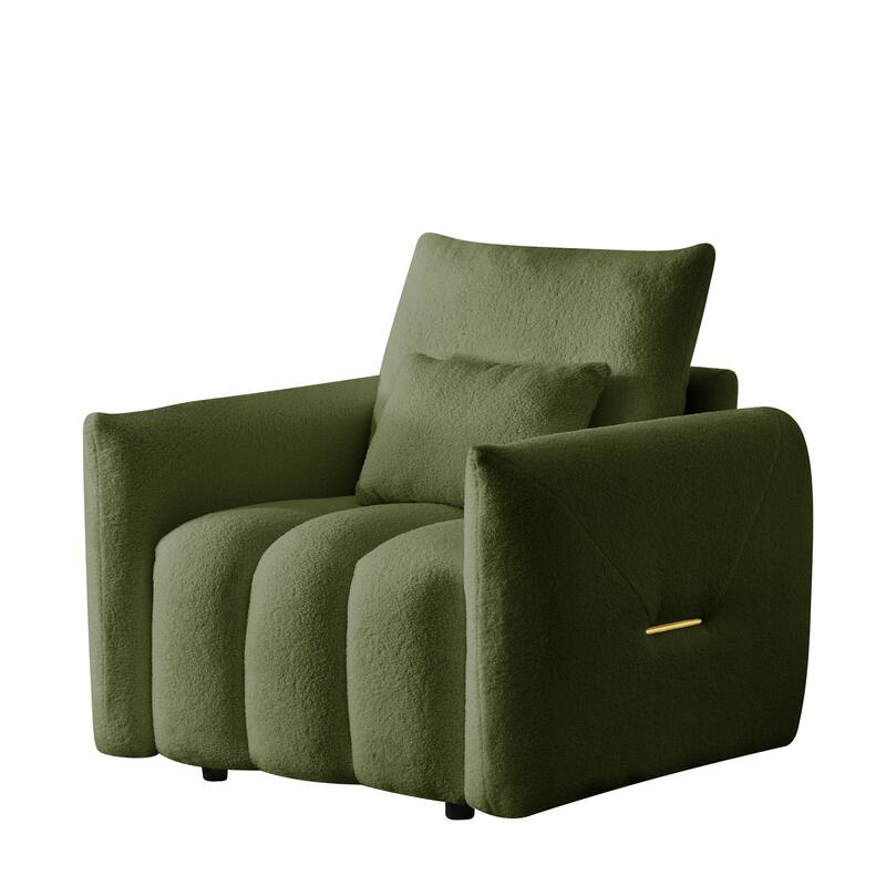 Anmytek Modern Teddy Fabric Lounge Chair with Included Pillow