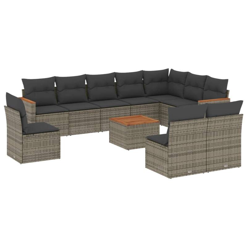 vidaXL Garden Sofa Set Black - 24.4 x 24.4 x 27.2