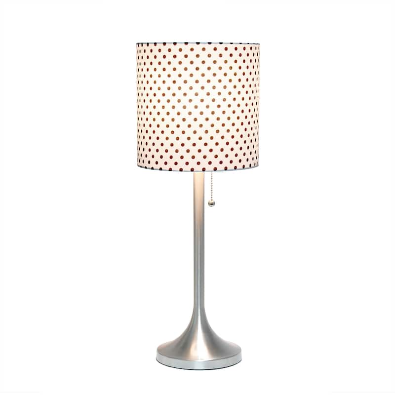 21.25" Modern Glam Metal Table Lamp with Silk Shade and Pull-Chain Switch for Bedroom or Living Room - 8"L x 8"W x 21.25"H