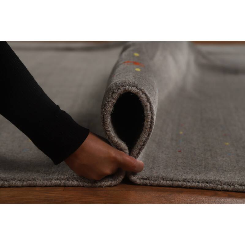 Hand Knotted Oriental 100% Wool Carpet Tribal Tribal Greys & Charcoal Gabbeh Area Rug - 10' 2'' X 8' 5''