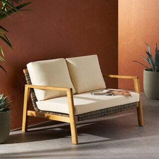 Meriwether Wood and Wicker Loveseat by Christopher Knight Home