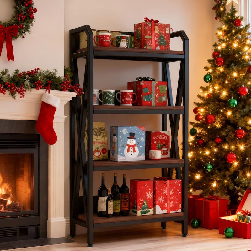 Anmytek 56.30'' Bakers Rack 4 Tier Industrial Farmhouse Shelf Heavy Duty Kitchen Garage Storage 240 LB Capacity