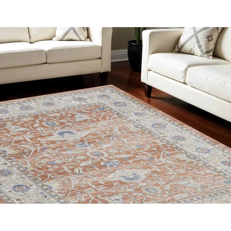 Nevak Power Loomed Area Rug By HomeRoots - 118' X '94' X '0.5 - 118' X '94' X '0.5 - Gray and Red - Rectangle