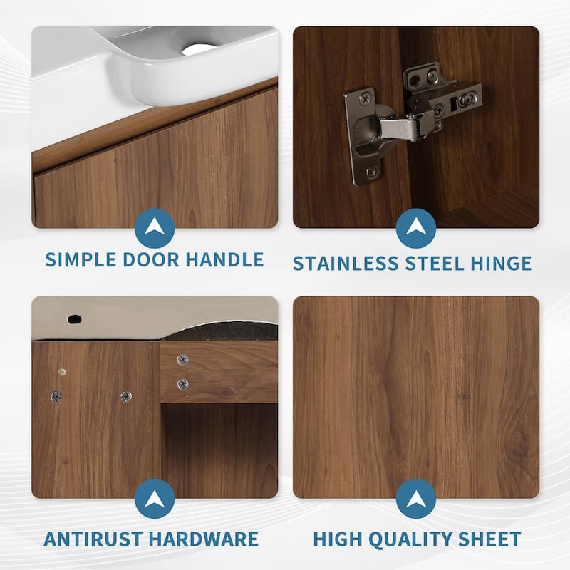 ARTCHIRLY 24/28 Inch Bathroom Vanity with Sink, Floating Bathroom Vanity with Soft Close Door