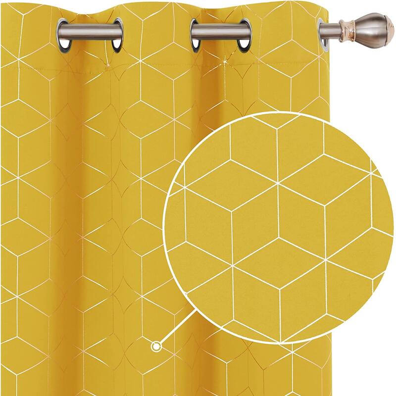 Deconovo Colorful Blackout Gold Honeycomb Curtains 42 Width(2 Panel)