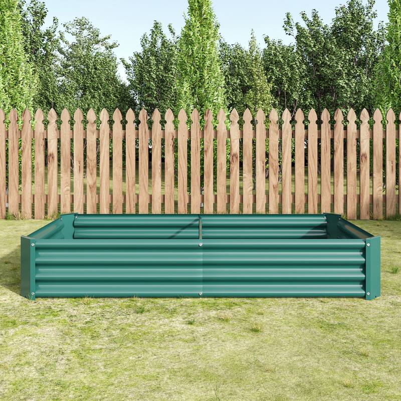 GDFStudio - Large Oval Metal Raised Garden Bed for Vegetables, Flowers, and Plants, Outdoor Backyard Planter Box