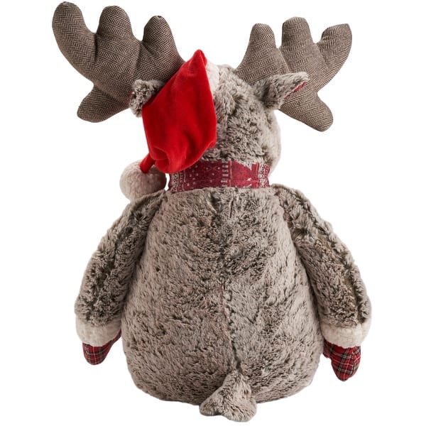 slide 2 of 3, Mina Victory Plush Lines Holiday Moose 22" x 26" Brown Indoor Plush Animal - 22" x 26" Brown - 22" x 26"