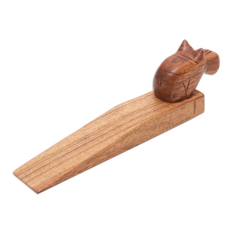 Novica Handmade Protective Hippo Wood Door Stop