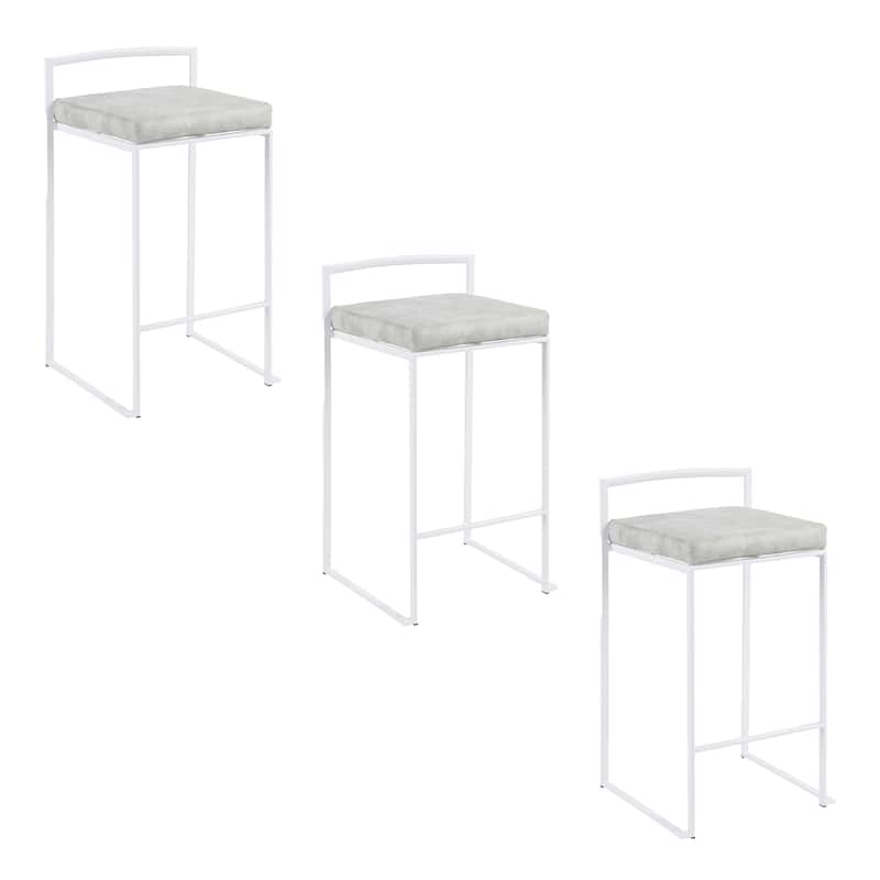 Porch & Den Forrest White Stackable Fully Welded Counter Stool (Set of 3)