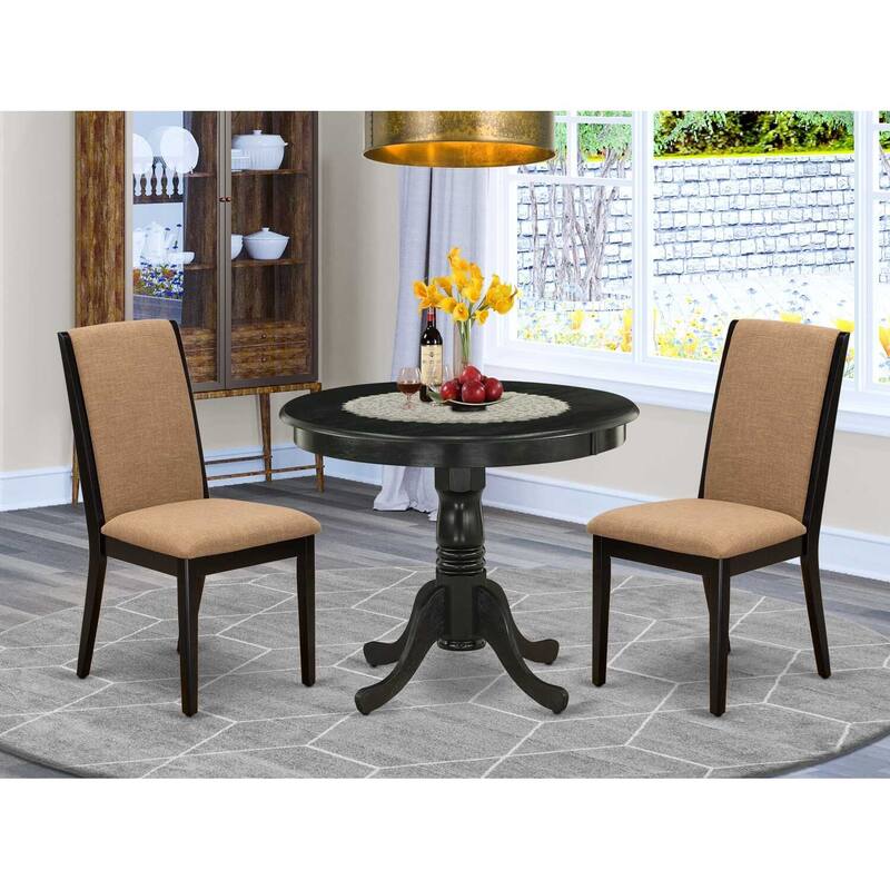 3-Piece Wirebrushed Black Solid Wood Top - Dining Room Set - Seats 4