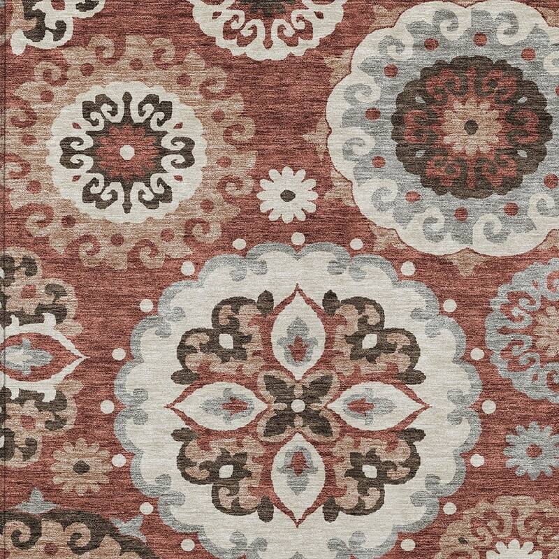 HomeRoots Floral Medallion Transitional Rectangle Outdoor Rug