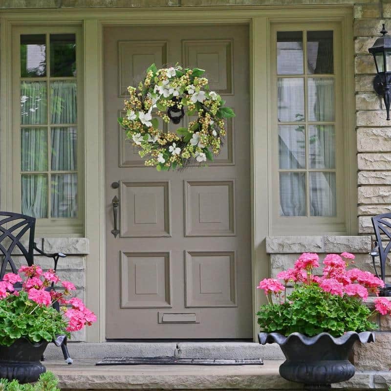 22" Dogwood, Berry Wreath Spring Greenery For Door Wall Wreath