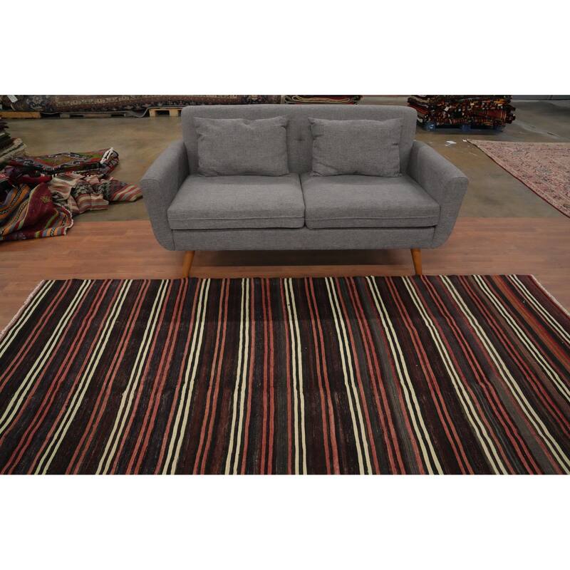 Hand Woven Oriental 100% Wool Carpet Southwestern Geometric Multi-Colored Kilim Area Rug - 9' 4'' X 5' 3''