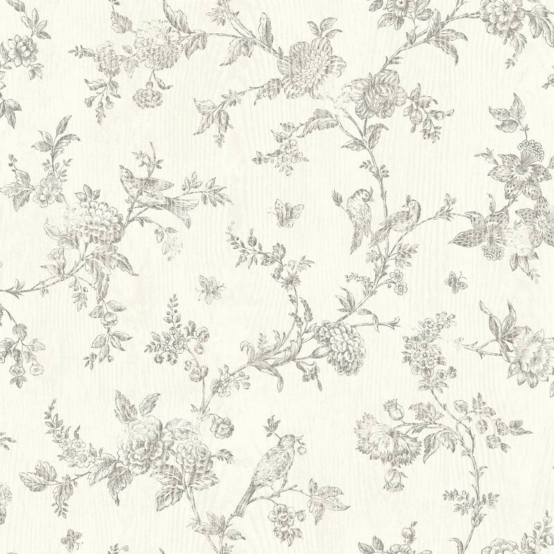 Birds Friedkin French Nightingale Blue Floral Scroll 33' L X 20.5 W Wallpaper Roll