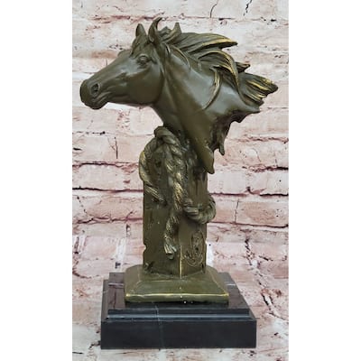 Bronze Horse Head Bust With Rope – Western Equestrian Sculpture