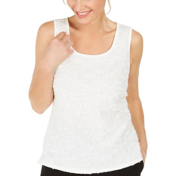 slide 1 of 2, Kasper Womens Top Square Neck Sequined - Vanilla Ice