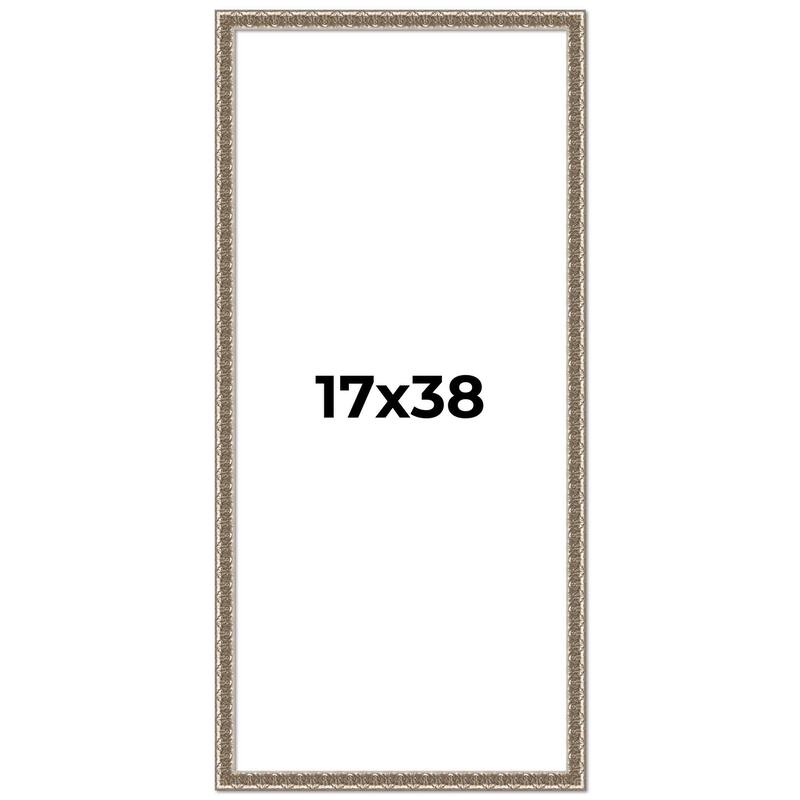 17x38 Frame Silver Versailles Ornate Solid Wood Picture Frame | 1 Inch