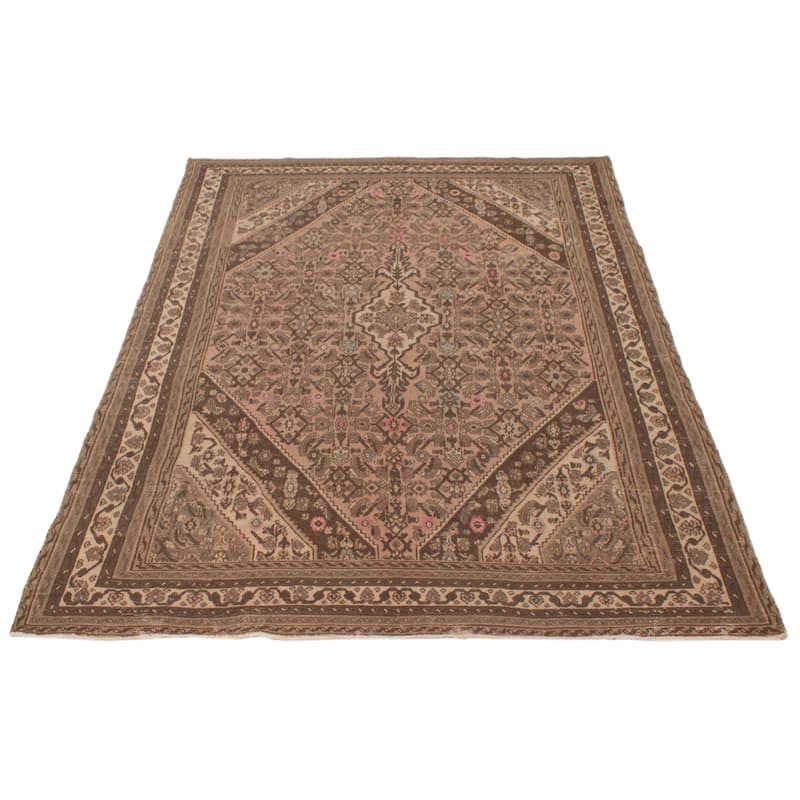 ECARPETGALLERY Hand-knotted Antalya Vintage Tan Wool Rug - 6'7 x 9'5