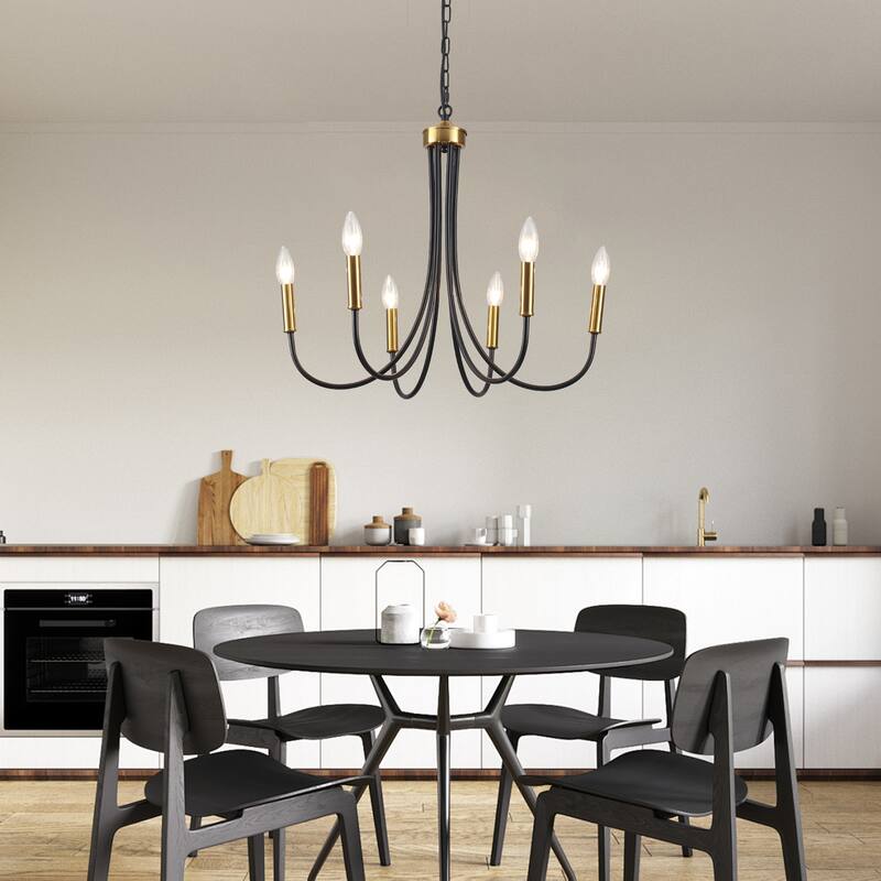 6-Light Candlestick Hanging Linear Chandelier Lighting for Kitchen Island