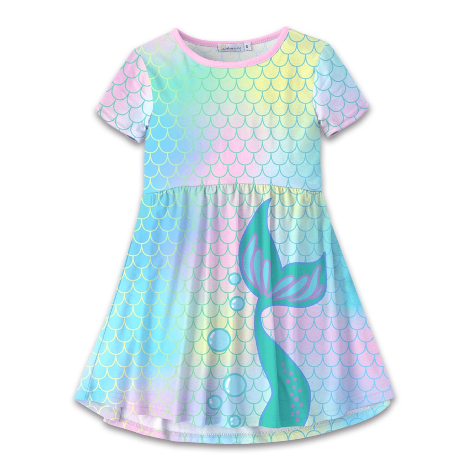 Light Pink & Turquoise Mermaid Tail & Scales A-Line Dress - Bed Bath &  Beyond - 42650346
