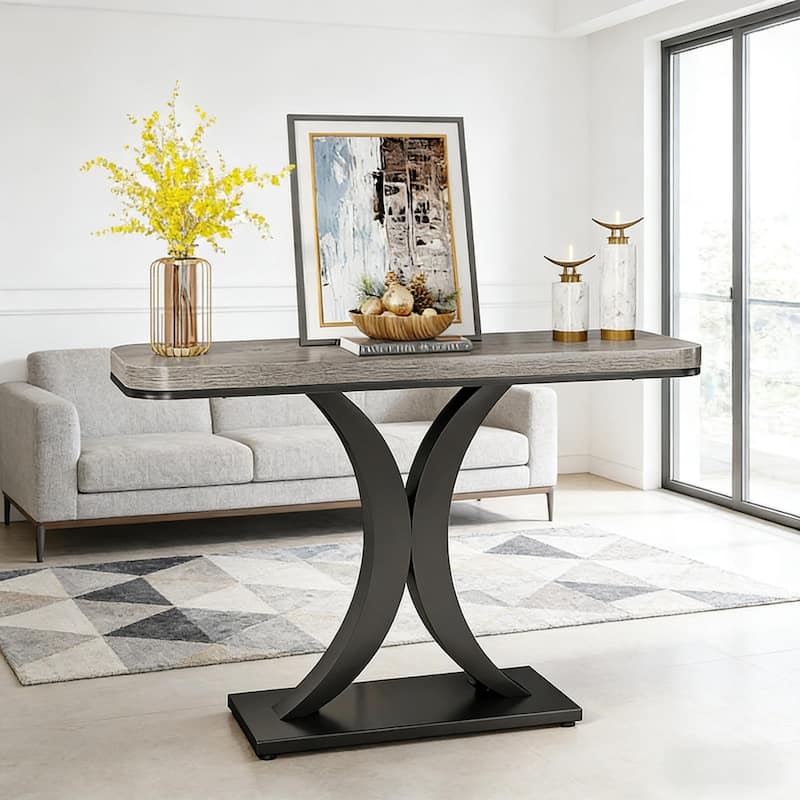 Compact Console Table, Modern Industrial Style Entryway Foyer Table, Sturdy Sofa Table