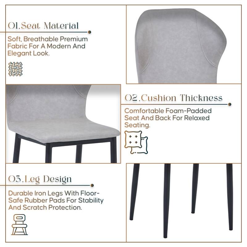Mosaic Modern Fabric Upholstered Accent Dining Chair With Metal Legs & Curved Backrest Side Chair for Home or Office (Set of 4)