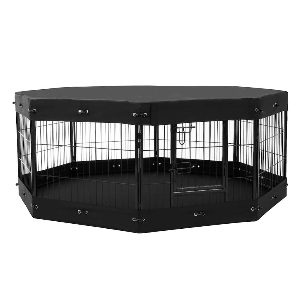 Foldable Dog Playpen 8 Panels Metal Pet Exercise Pen with Storage Bag