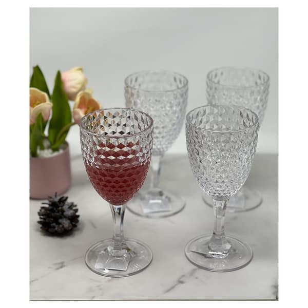 LeadingWare Diamond Cut Acrylic Wine Glasses Set of 4 (12oz) - 3.38" W x  3.38" L x 7.38" H - On Sale - Bed Bath & Beyond - 38198626