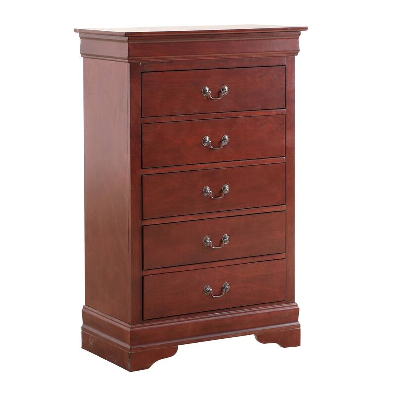 5-Drawer Wooden Bedroom Chest - 48" - Chestnut Brown