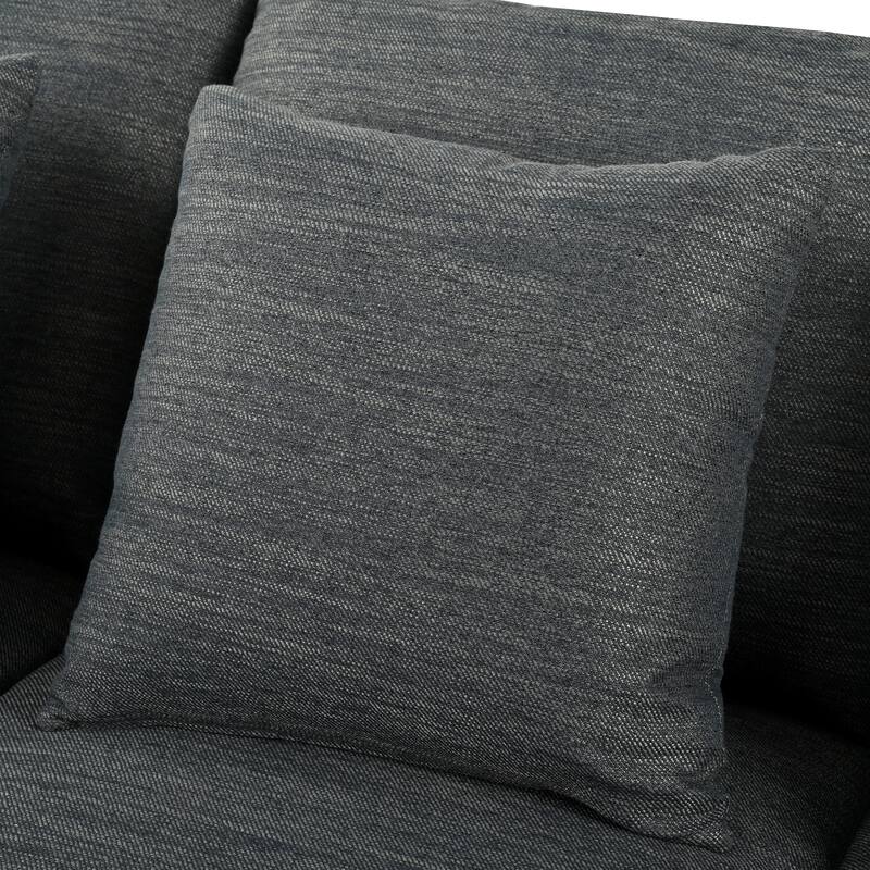 3 Seat Fabric Sofa, Couch Upholstered Leisure Couches with Deep Seats, Modern Square Arms Sofa with Wooden Legs