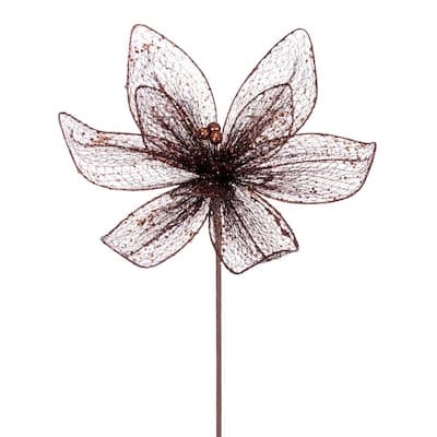 Vickerman 24" Mocha Mesh Glitter Sequin Poinsettia, 2 per bag.