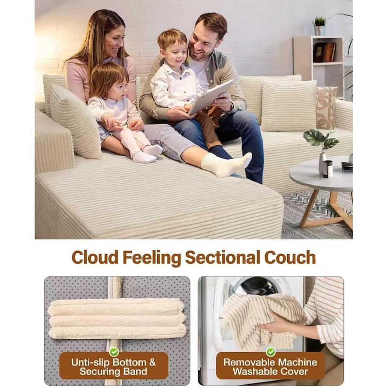 WINSOON 135"x69" Plush Modular Sectional Sofa with Pillows