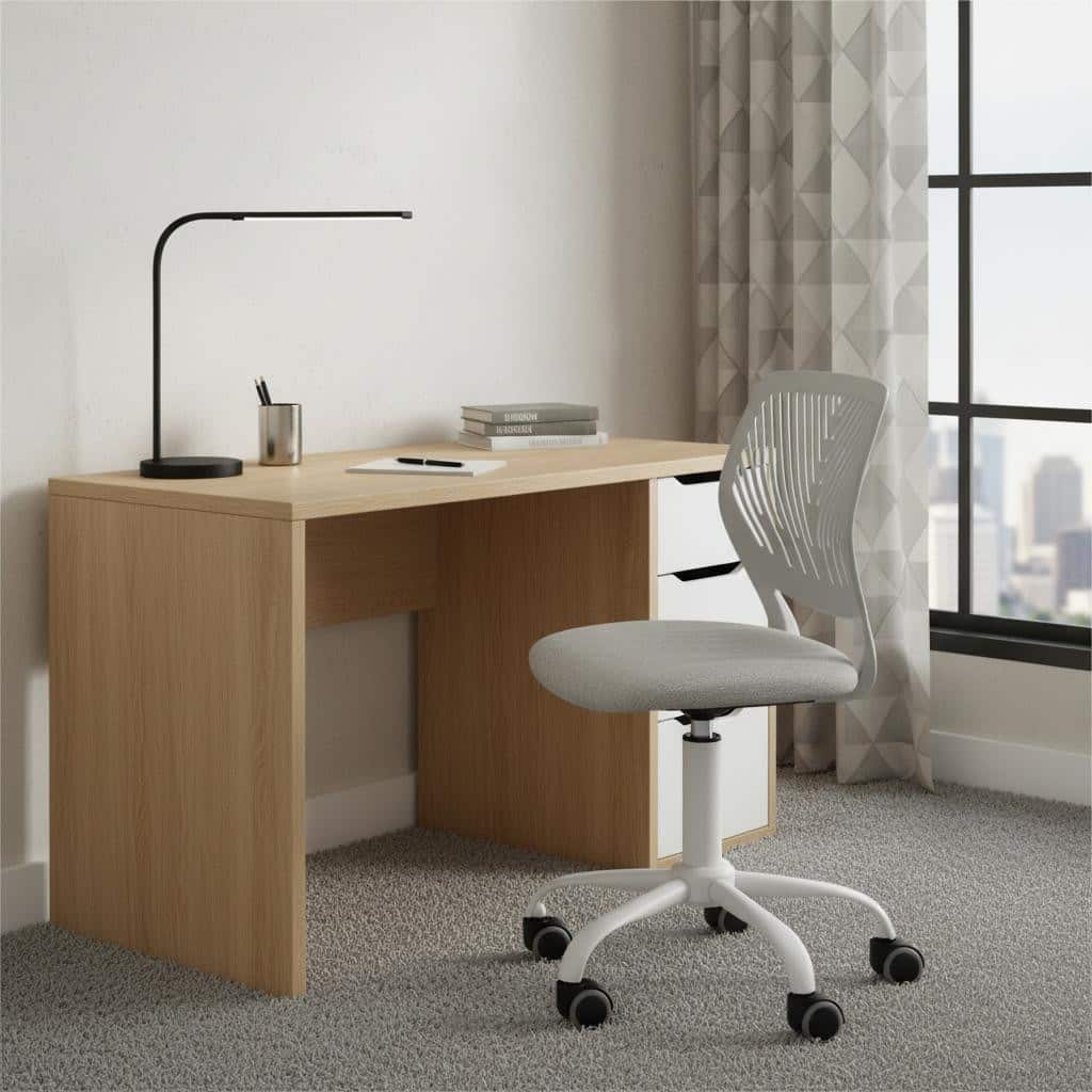 Gray and White Adjustable Height Swivel Rolling Office Chair