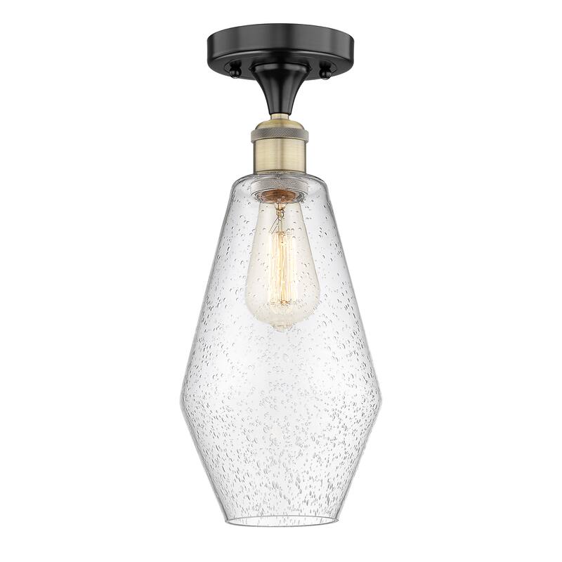 Innovations Lighting Cindyrella - 1 Light 7" Semi-Flush Mount - Black Antique Brass/Seedy