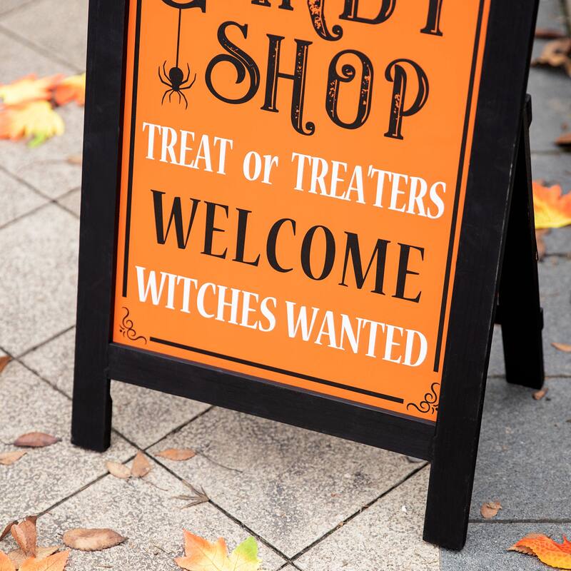 Glitzhome 24''H Halloween Fall Wooden Standing Easel or Hanging Decor