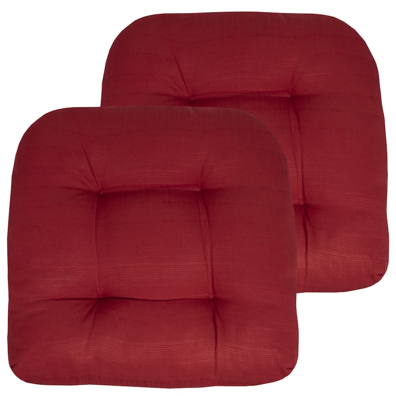 Indoor-Outdoor Reversible Patio Seat Cushion - Red - Set of 2