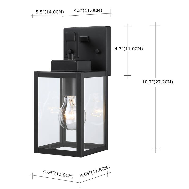 11"H 1-Light Matte Black Outdoor Wall Lantern Sconce (2-Pack)