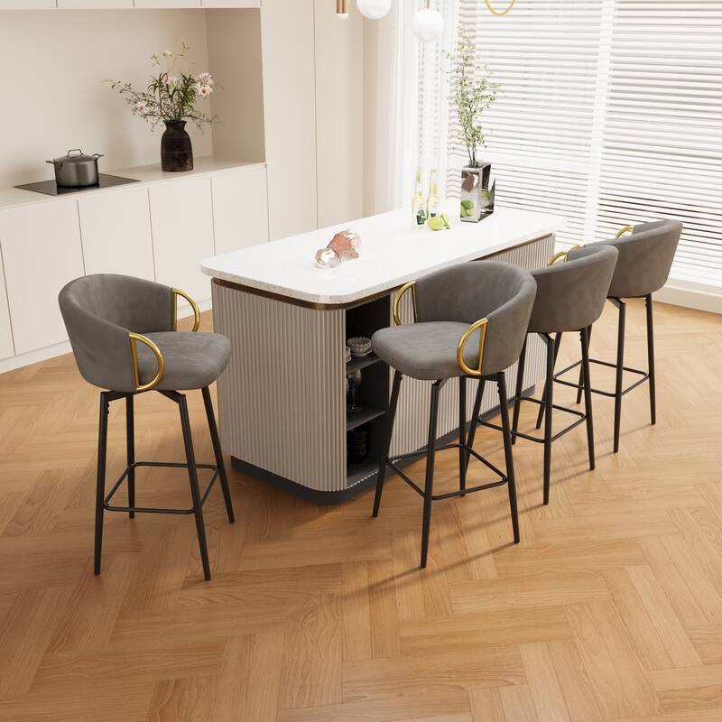30 Inch Dining Chairs Set Of 4 Modern Style 360°Swivel Bar Chairs With Simple Design - Grey-1